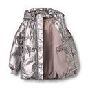 Warme silberne Mädchen Winterjacke geblümt 2