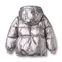 Warme silberne Mädchen Winterjacke geblümt 8