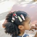 Kirschen-Haarspangen mit gestreiftem Ripsband 2