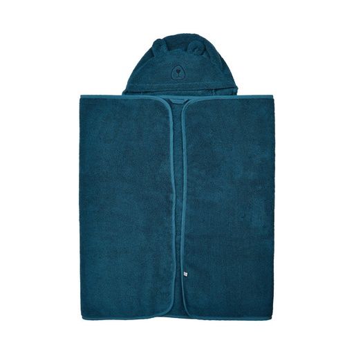 [01-18405.2] Badetuch mit Kapuze aus Bio-Baumwolle (Blau)