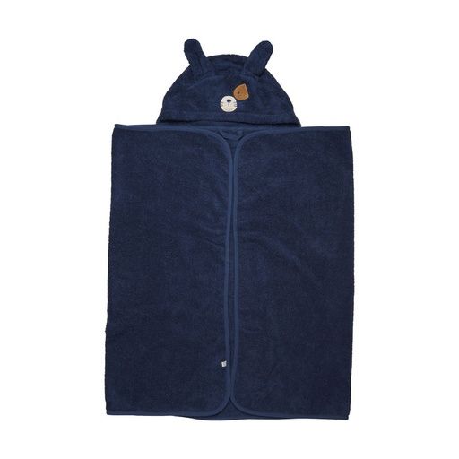 [01-18405.8] Badetuch mit Kapuze aus Bio-Baumwolle (Dunkelblau)