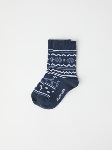 [01-33239.14] Kinder Wollsocken Jaquardmuster (Dunkelblau, 19)