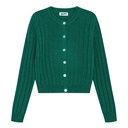 Gerippte Mädchen-Strickjacke uni
