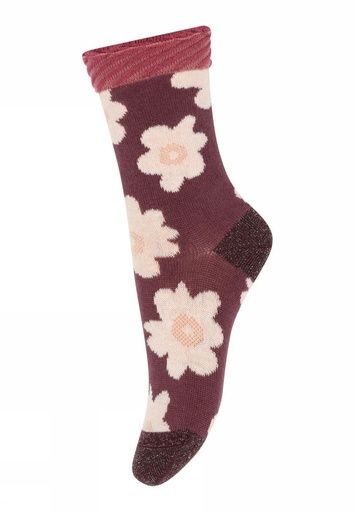 [01-34344.1] Geblümte Kinder-Socken (Bordeaux, 25)