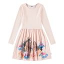 Mädchen-Langarm-Kleid mit Pferdeprint