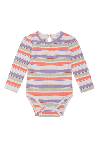 [01-34782.3] Gestreiftes Mädchen-Langarmbody aus Bio-Baumwolle (80)