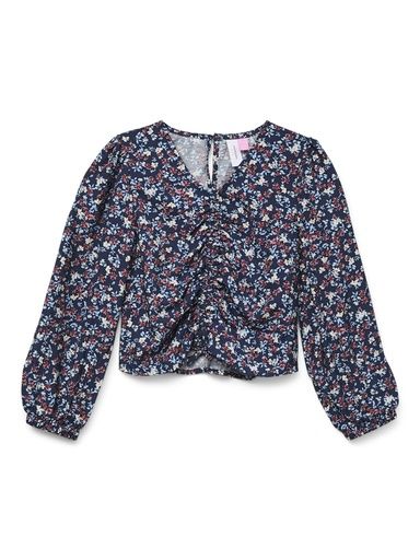 [01-34886.1] Langarm Top mit Blumendruck gerafft (146)