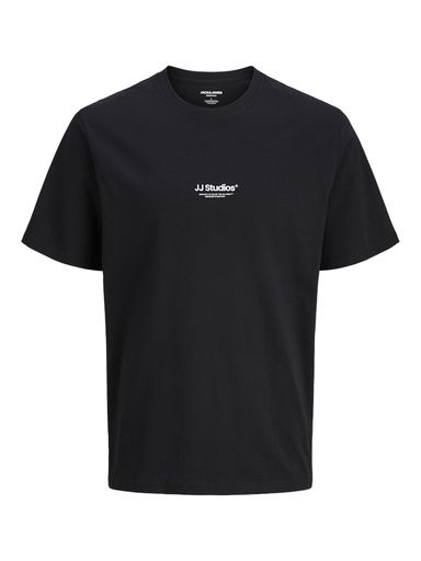 [01-34934.1] Rundhals T-Shirt mit schlichtem Druck (Schwarz, 140)