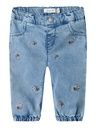Weiche Babyjeans mit Bluemlistickerei