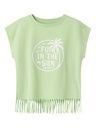 T-Shirt mit Druck und Fransen