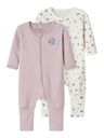 2-er Pack Baby-Pyjama mit Reisverschluss Blumen