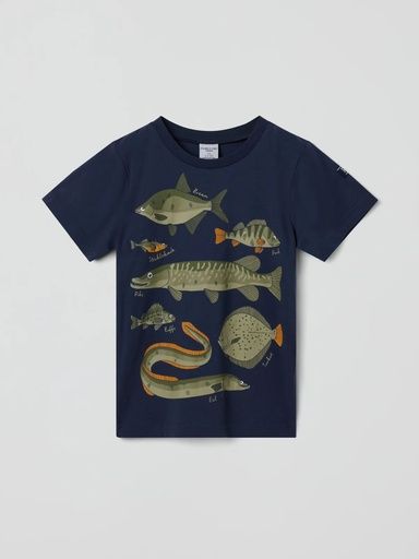 [01-35764.10] Weiches Kinder-T-Shirt mit Print Adventure (Dunkelblau, 86)