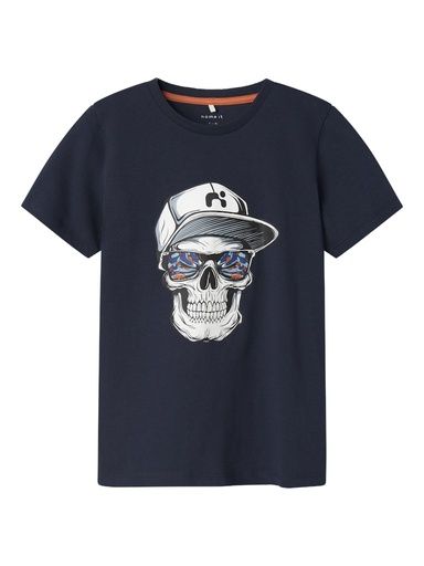 [01-35872.2] T-Shirt mit Totenkopf Druck (Dunkelblau, 134-140)