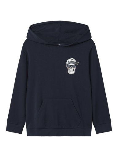[01-35874.2] Hoodie mit Totenkopf Druck (Dunkelblau, 122-128)