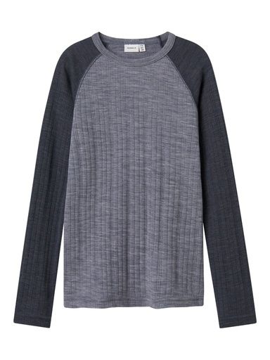 [01-35046.5] Langarmshirt aus Wolle zweifarbig (Grau, 116)