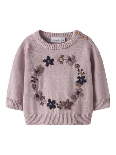 [01-36076.1] Babystrickpullover mit Stickerei (Rosa, 62)