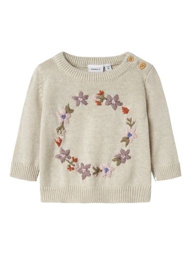 [01-36076.2] Babystrickpullover mit Stickerei (Beige, 62)