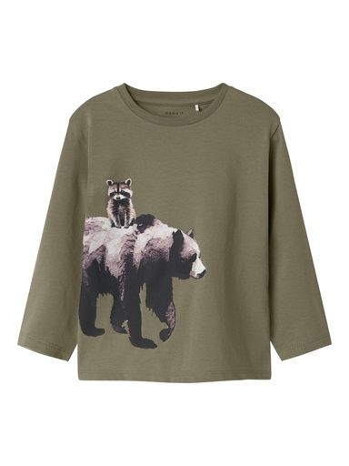 [01-36099.1] Langarmshirt mit Bärendruck (Khaki, 92)