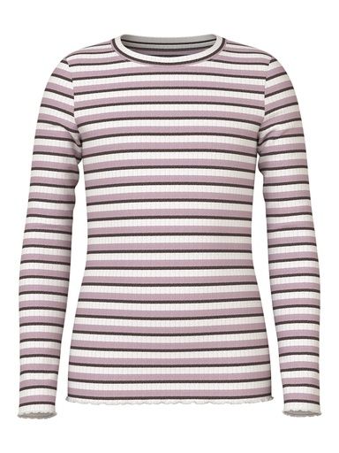 [01-36228.1] Langarmshirt gestreift mit Glitzer (Rosa, 134-140)