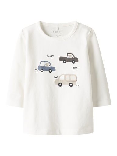 [01-36233.1] Langarmshirt mit Autoprint (Weiss, 68)