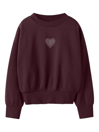 [01-36237.2] Sweatshirt mit Strassapplikation (Bordeaux, 146-152)