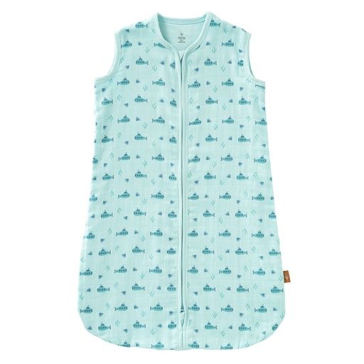 [01-32935.20] Schlafsack Bio-Baumwolle weich Musselin (Babyblau, 0-6M)