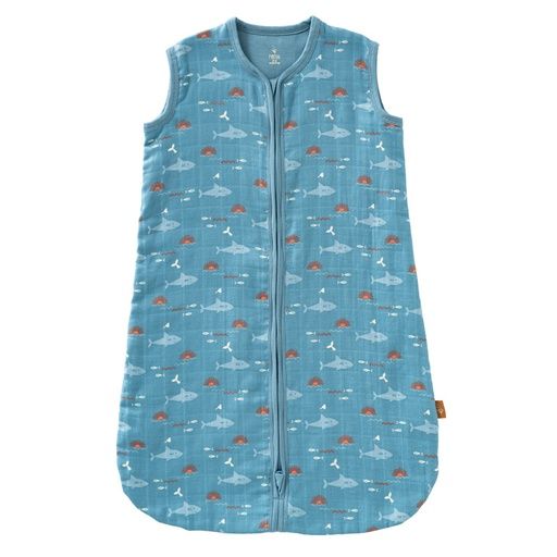 [01-32935.28] Schlafsack Bio-Baumwolle weich Musselin (Blau, 0-6M)