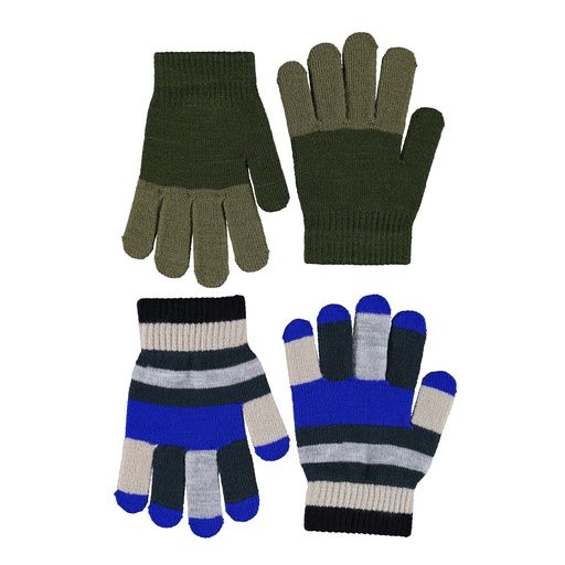 [01-36300.1] Farbige Strick-Fingerhandschuhe Kinder (Dunkelgrün)