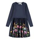 Mädchen-Kleid langarm mit Blumendruck