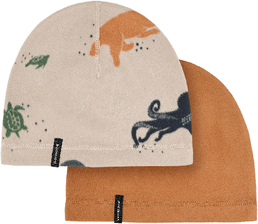 [01-36372.2] Fleece-Beanie mit Alloverprint (Beige, 48)