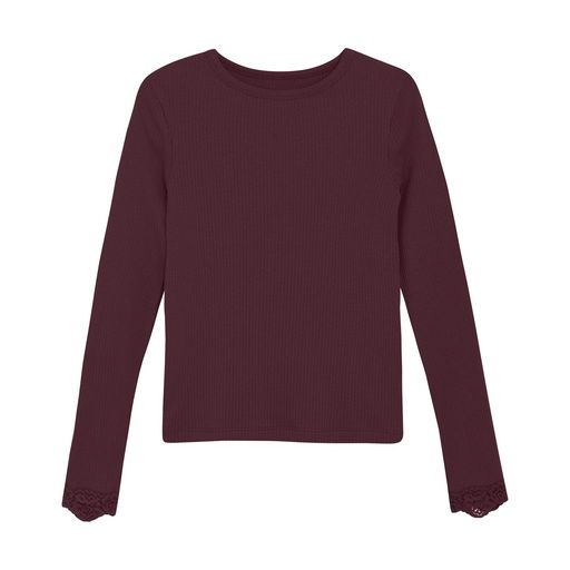 [01-36417.10] Einfarbiges Mädchen Langarmshirt (Bordeaux, 110)