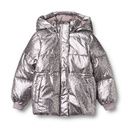 Warme silberne Mädchen Winterjacke geblümt