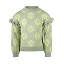 Süsser Mädchen Strickpulli mit Blumenjacquard
