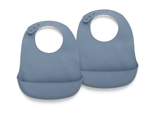 [01-36587.2] 2-Pack Silikon Lätzchen (Graublau)