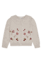 Mädchen Strickjacke mit Blumenstickerei