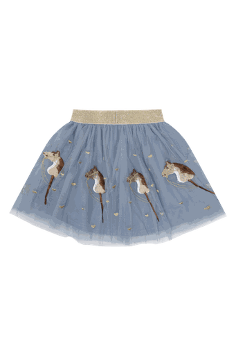 [01-36620.10] Süsser Mädchen Tüll-Rock Pferde (Blau, 116)