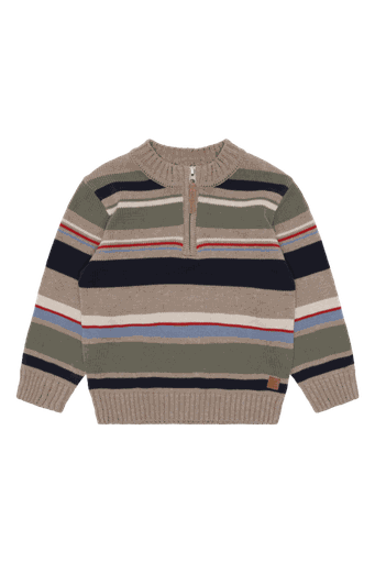 [01-36639.1] Gestreifter Strickpullover mit Reissverschluss (98)