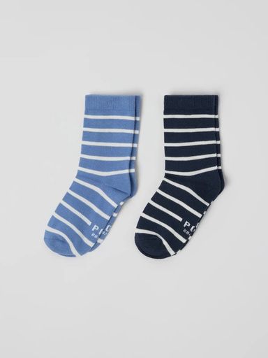 [01-36732.10] 2-Pack gestreifte Kindersocken Biobaumwolle (Blau, 28)