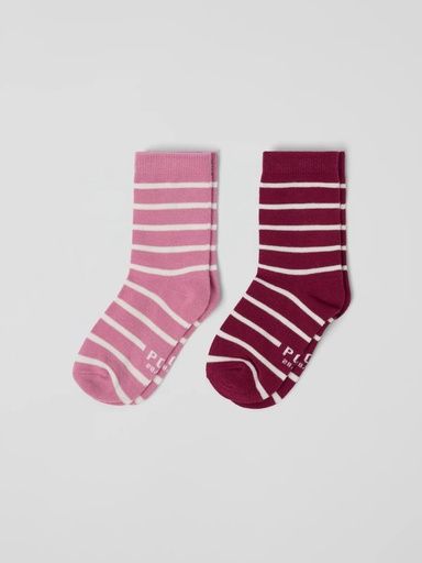 [01-36732.23] 2-Pack gestreifte Kindersocken Biobaumwolle (Bordeaux, 22)