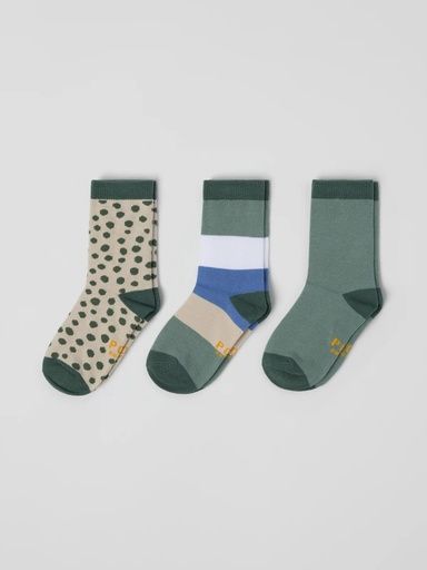 [01-36733.5] 3er-Pack Kindersocken gemustert Bio-Baumwolle (Grün, 22)