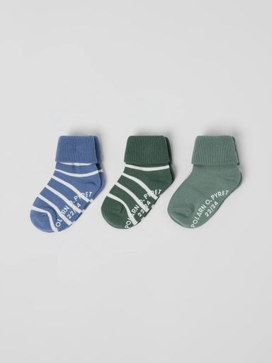 [01-36792.5] 3-er Pack Antirutsch-Socken gestreift (Blau, 19-21)