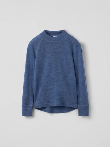 [01-36875.1] Langarmshirt Kinder Merinowolle Thermo (Blau, 74-80)