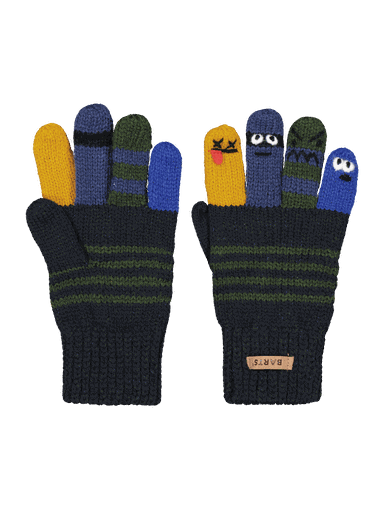 [01-36917.4] Puppeteer Strick-Fingerhandschuhe Knaben (Dunkelblau, 3)
