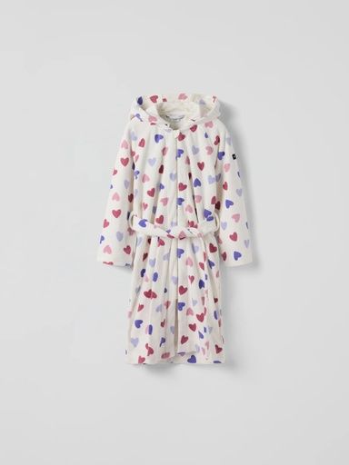 [01-37035.2] Kinder-Bademantel mit Herzen-Print (110-116)