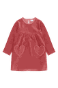 Mädchen Langarmkleid Velours mit Herztaschen