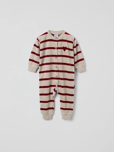 [01-37071.0] Baby-Overall Velours mit Streifen (Beige, 56)