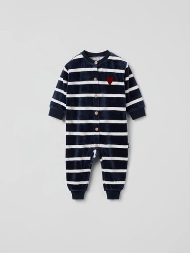 [01-37071.5] Baby-Overall Velours mit Streifen (Dunkelblau, 56)