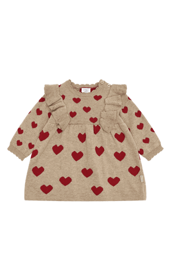 [01-37177.2] Bio Strickkleid mit Herzen-Print (80)