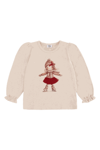 [01-37183.0] Mädchen Langarmshirt mit  Eiskunstläuferin-Print (98)