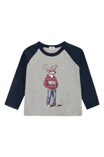 [01-37190.1] Festliches Jungen Langarmshirt mit Elch-Motiv (98)